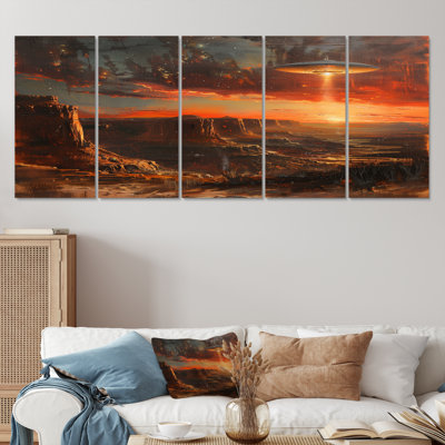 «Brown Alien Landscape Ufos - Ufos», ensemble d'art mural