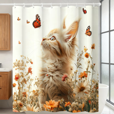 Rideau de douche 1 pièce en polyester imperméable avec motif animal de forêt, 72 W x 72 H, style A