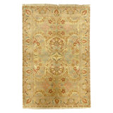 Hand Knotted Wool Oriental Area Rug in Gold
