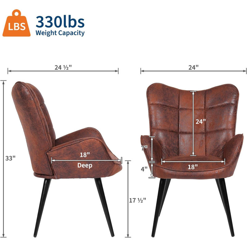Modern Upholstered Dining Chairs, Mid Century High Back Kitchen Chairs with Oak Legs for Home & Cafe, Brown