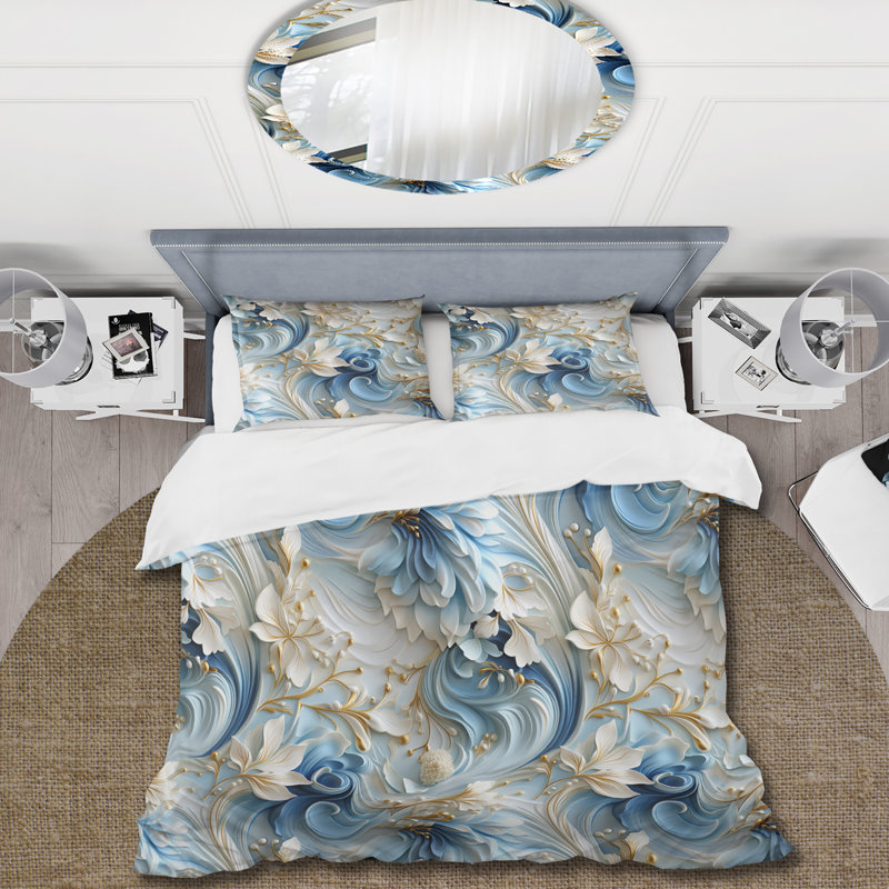 Ensemble de housse de couette Ethereal Rococo Swirls Victorian, Housse de couette pour très grand lit et 2 très
