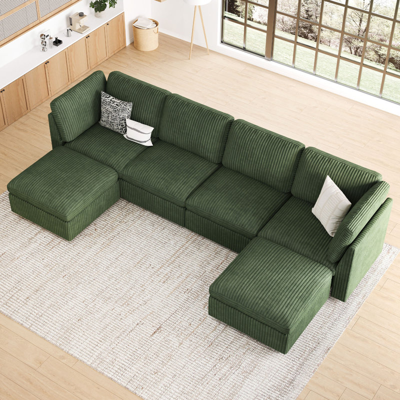 Hutcheson 131.4'' Wide U-Shaped Sectional Sofa Livingroom Storage Couch With Ottoman Removable Washable Cushion