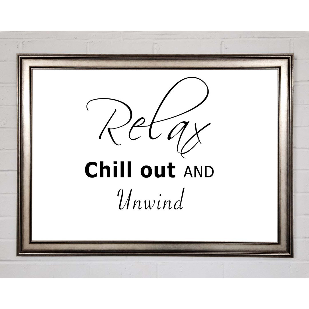 Badezimmer Zitat Relax Chill Out Weiß - Einzelner Bilderrahmen Typografie