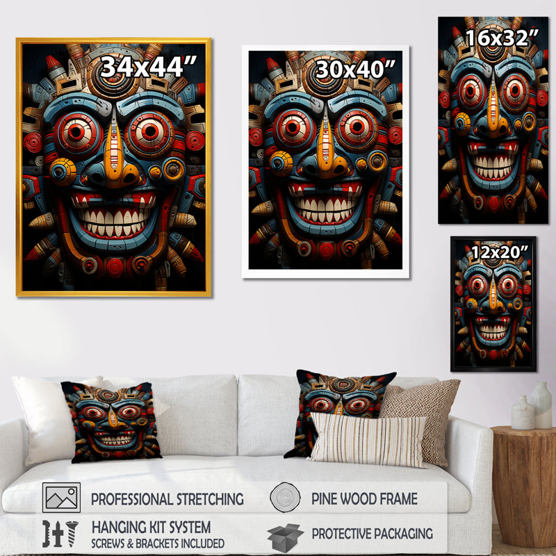 Blue Blue Mythic Tales, art mexicain - art mural mexicain, Toile tendue, 20" H x 12" W