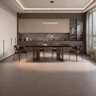 Rectangular rock slab dining table