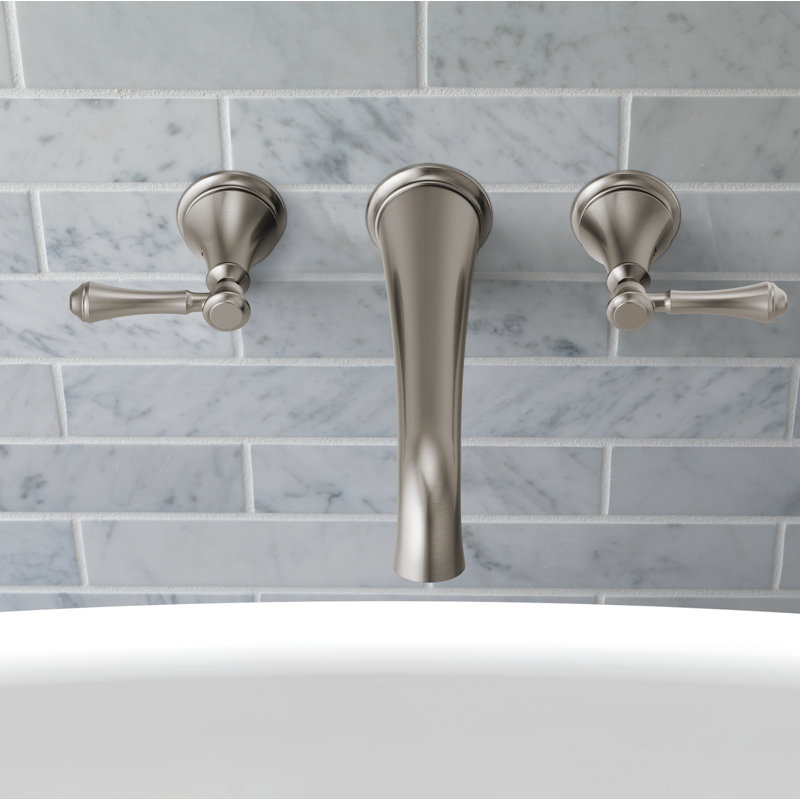 Garniture de robinet de baignoire murale à deux poignées Cassidy ™, Acier Inoxydable