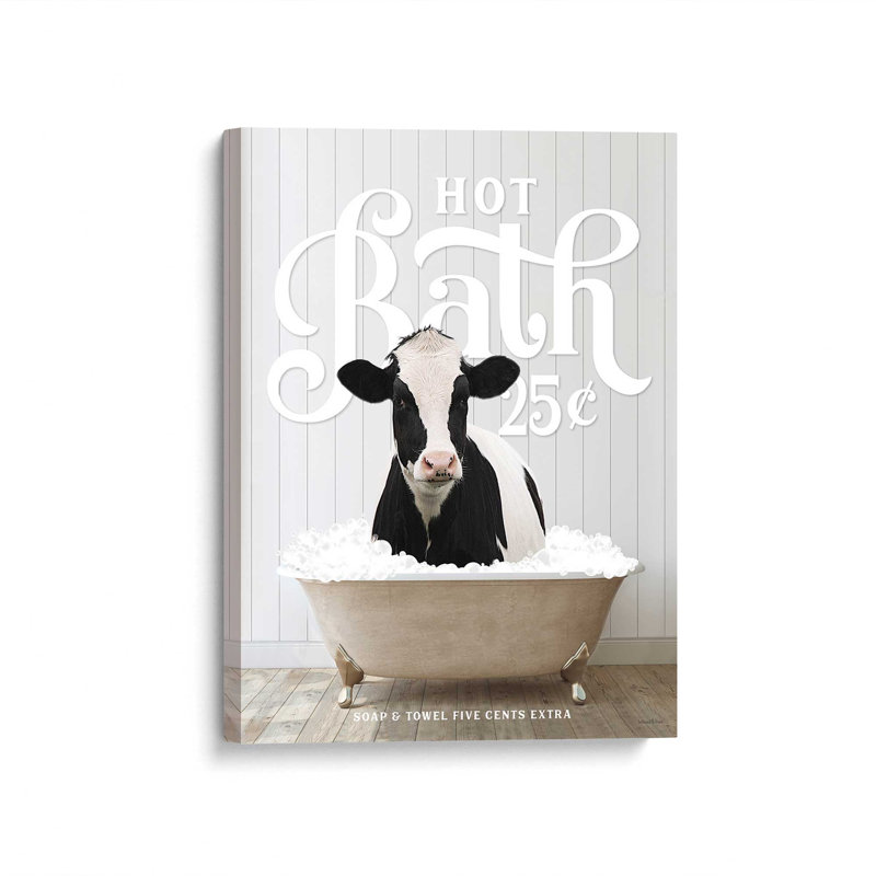 «Cow Hot Bath» par Art, L 12 po x H 16 po, Ne s’applique pas, Toile tendue