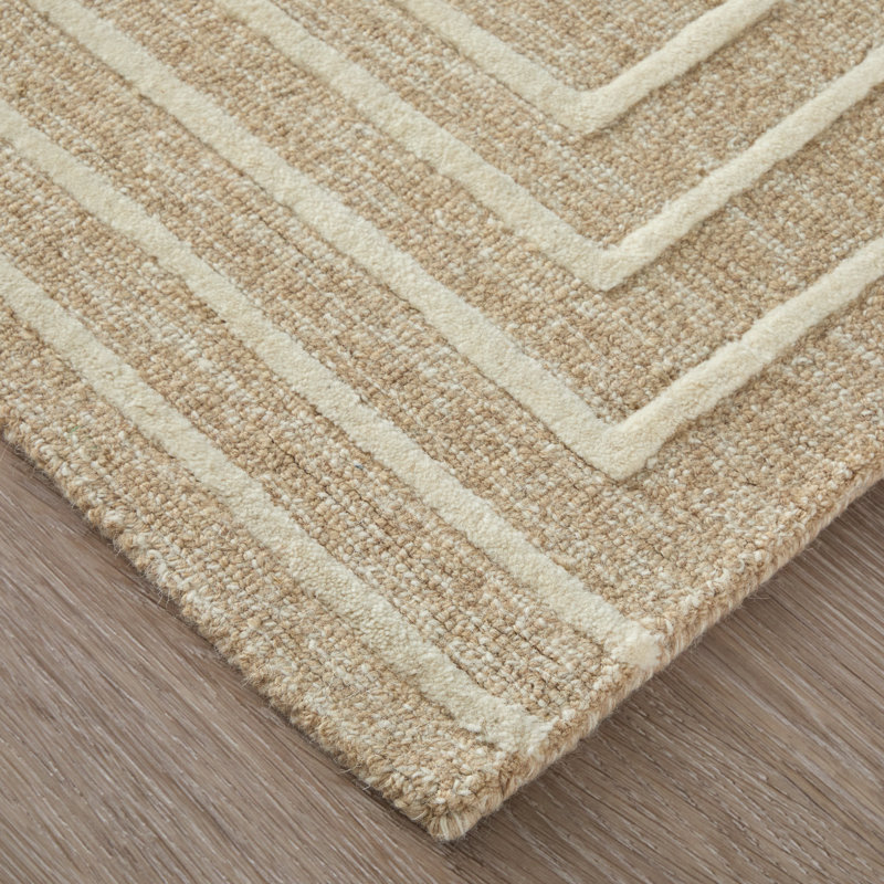 Fenner Transitional Geometric, Taupe/Ivory Area Rug, Rectangle 8' x 10'