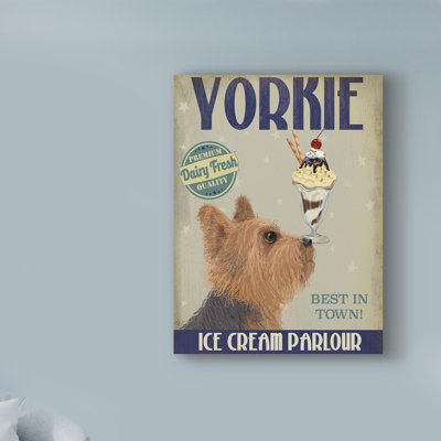 « yorkshire terrier ice crème », affiche rétro sur toile tendue