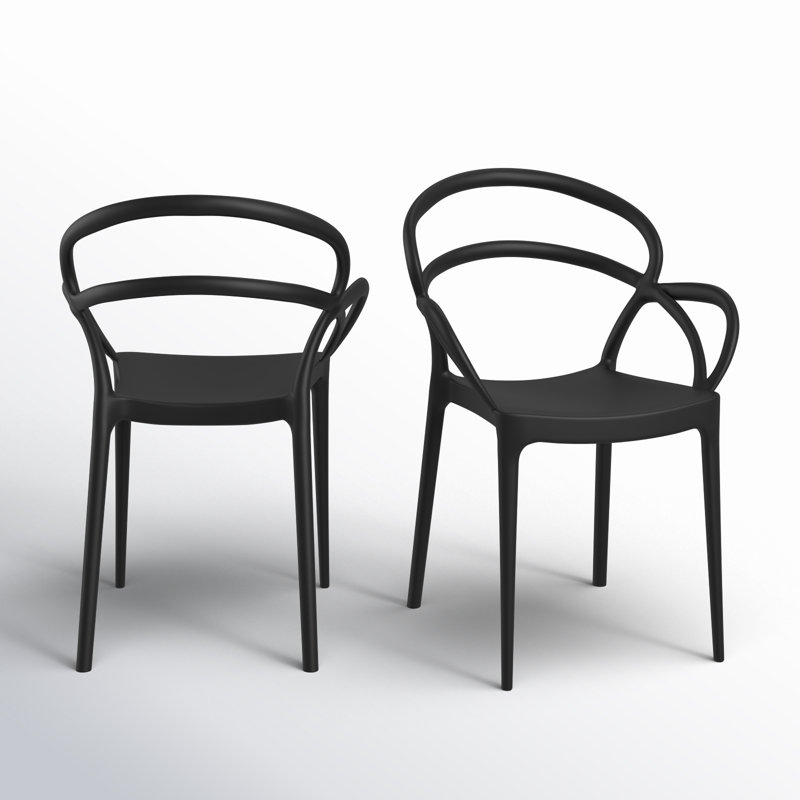 Chaise d'appoint empilable pour patio Farrah, Noir