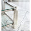 Table basse rectangulaire moderne en acier inoxydable de 50 po de largeur, table basse en verre trempé transparent à deux couches, table centrale avec rangement, pour le bureau à domicile, assemblage facile-449203467