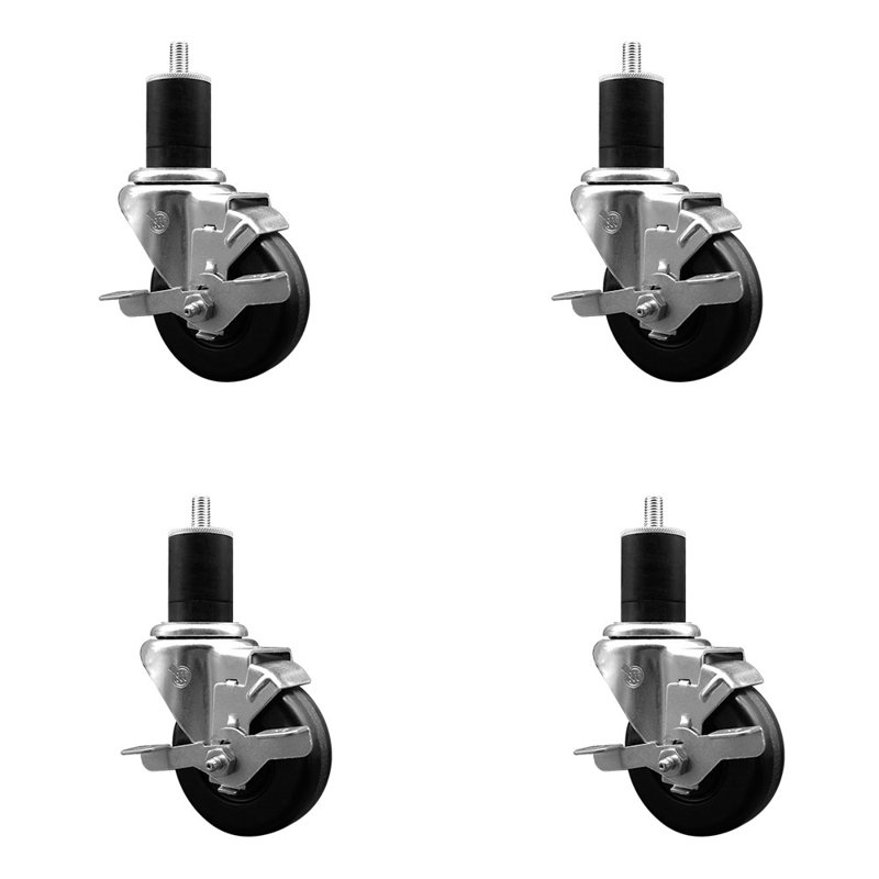 Ensemble de roulettes extensibles pivotantes avec frein Phenolique SCC TLB 3-1 / 2 po x 1-3 / 4 po