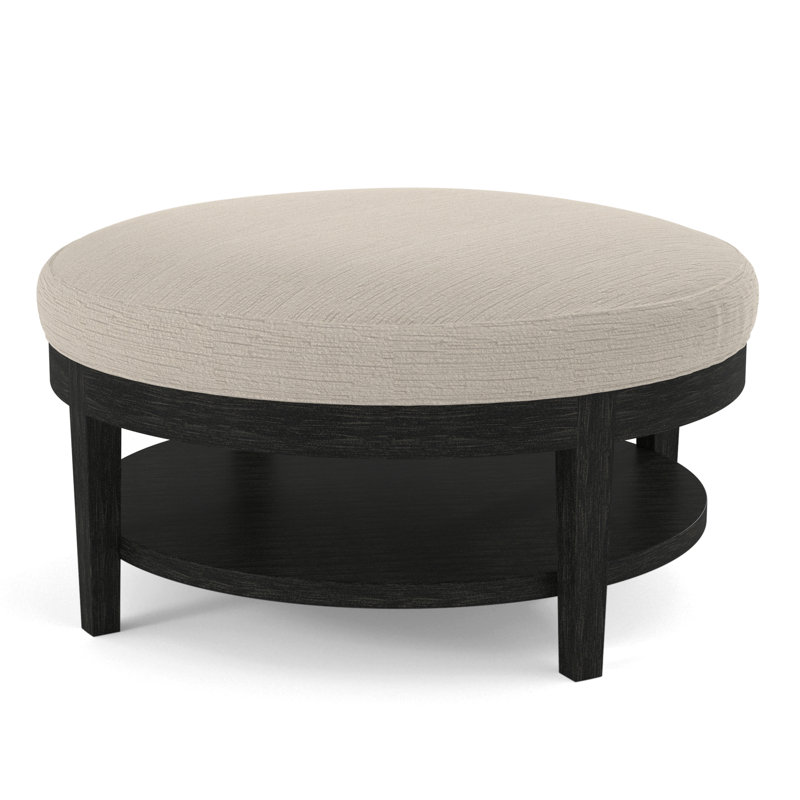 Midtown Upholstered Ottoman, Cobalt Blue Stripe; 0204-64, Antique Black Finish