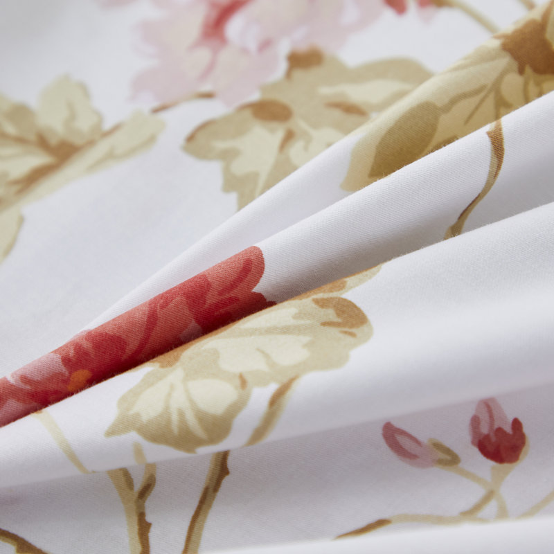 100% Egyptian Cotton Fitted Sheet Set, 4pcs 800 Thread Count Luxury Pink Spring Floral Shabby Chic Bedding Set, for Bedroom Guest Room All Seasons