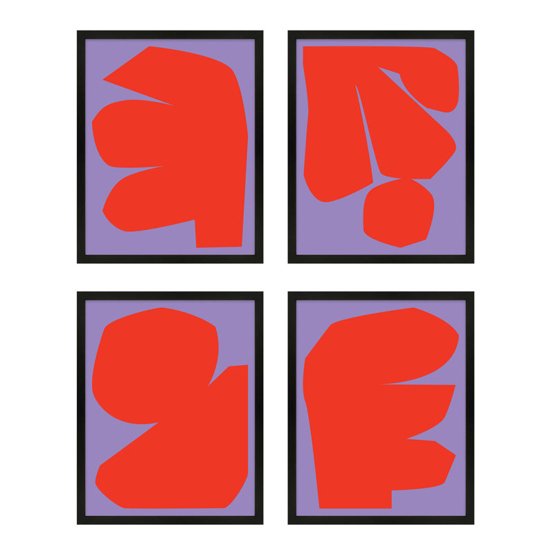 Module Minimalism. Set Of 4 Print by Michael Kempen, Black Framed, 20"H x 16"W x 1.25"D