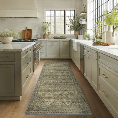  Abastos Oriental Machine Washable Sage Area Rug