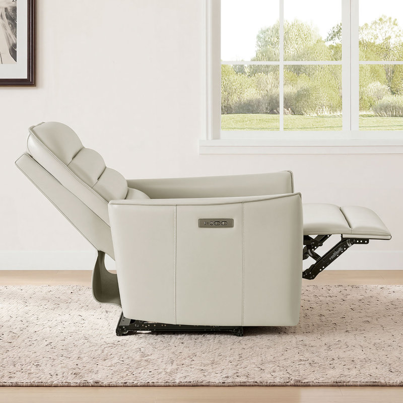 Fauteuil inclinable électrique de 33,5 po avec repose-tête mural et deux moteurs, Cremay Grey Faux Leather