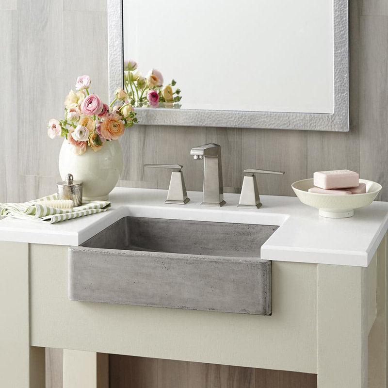 Nipomo Stone Handmade Rectangular Undermount Bathroom Sink, Sand