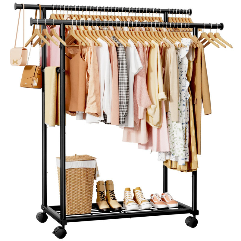 98cm Rolling Clothing Rack, Black