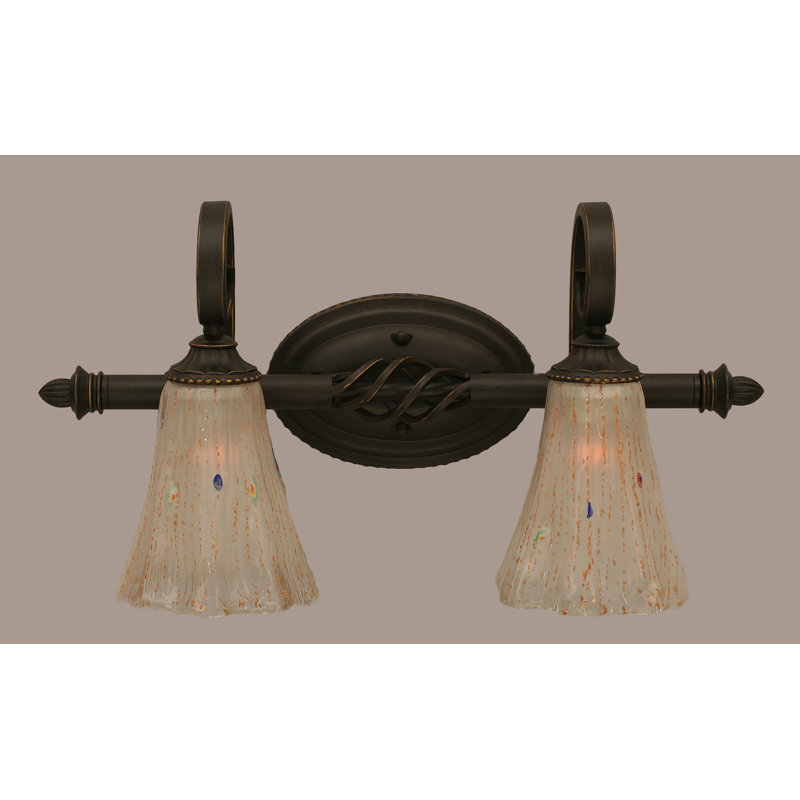 Eleganté 2 Light Bath Bar Shown In Dark Granite Finish With 5.5" Fluted Glass, Frosted