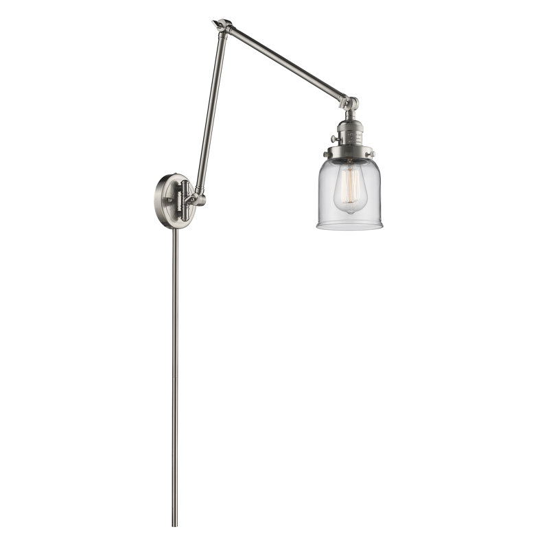 Norberto Swing Arm Sconce, Clear, 3.5 Watt Vintage LED Bulb, Matte Black