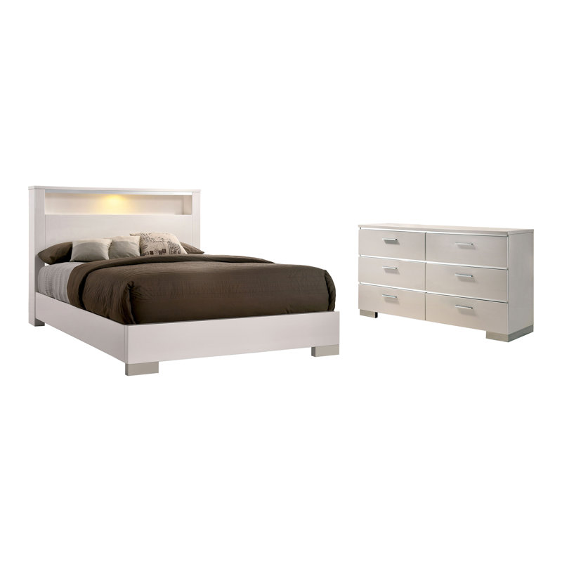 Ensemble de chambre à coucher 3 pièces Donnellson, 2 Pcs: Bed, Dresser, King