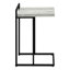 Table d'appoint, en forme de C, bout, côté, collation, salon, chambre à coucher, stratifié gris, métal noir, contemporain, moderne-1006316801