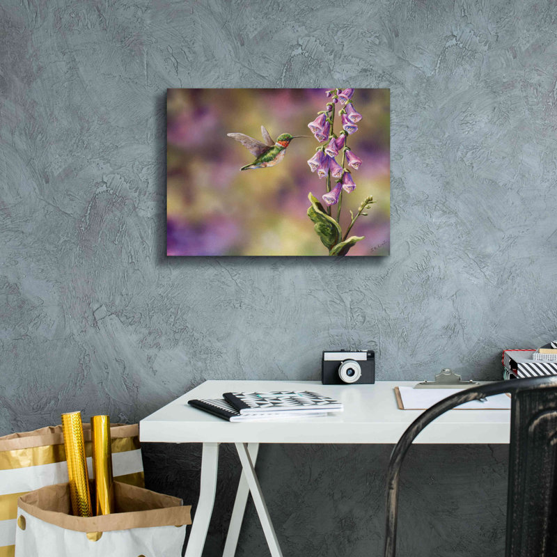 «Spring Hummingbird» par Sarah Davis, art mural sur toile, H 16 po x l 12 po