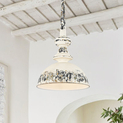 Luminaire suspendu rétro en forme de dôme en métal antique à 1 lumière