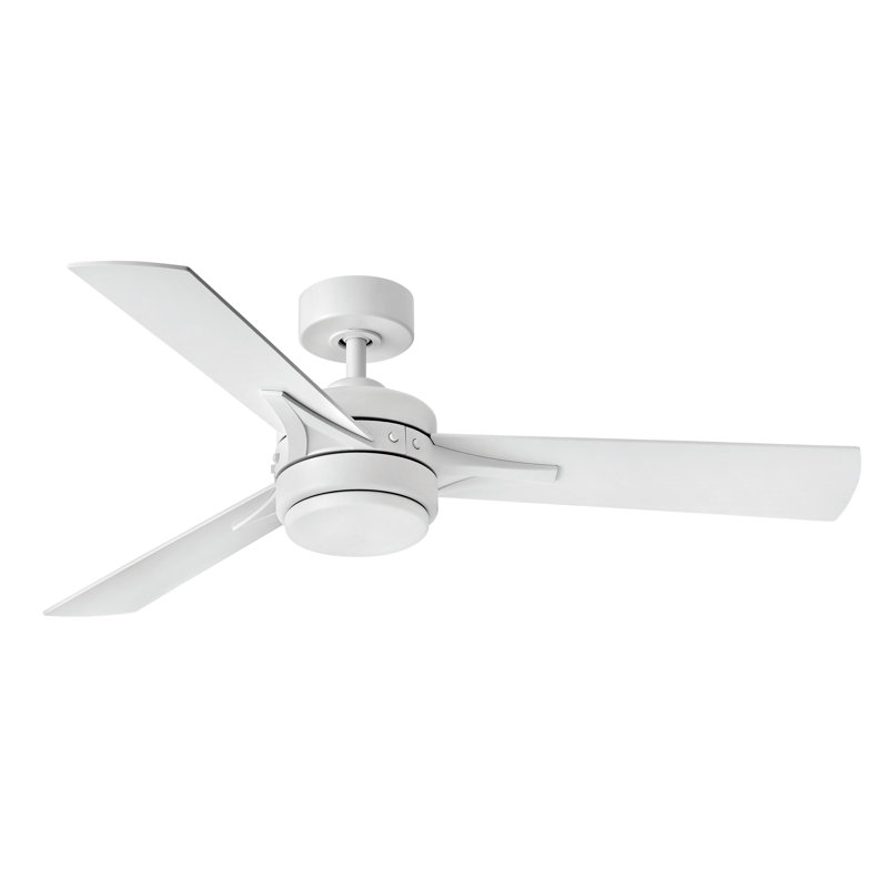 Ventilateur de plafond à hélice DEL 3 pales 52 po avec commande murale et ensemble d'éclairage Ventus, Blanc mat