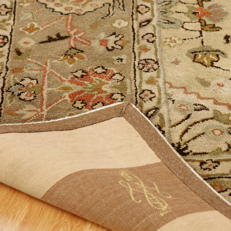 Wool Oriental Area Rug in Beige/Brown, Rectangle 3'6" x 5'6"