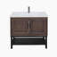 Meuble-lavabo 36 po avec lavabo en céramique blanc et robinet d'eau chaude et froide, armoire de salle de bain autoportante avec 2 portes de rangement et tablette ouverte en fer pour la salle de bain-1665649206