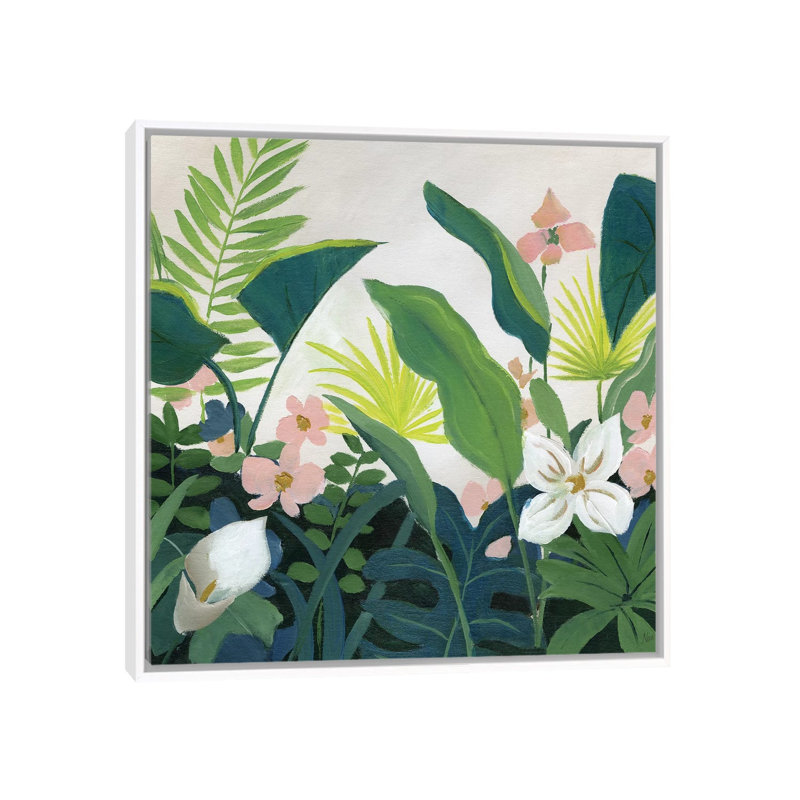 «Tropics» par Nan - reproduction imprimée, H 26 po x l 26 po x P 1,5 po, Cadre blanc