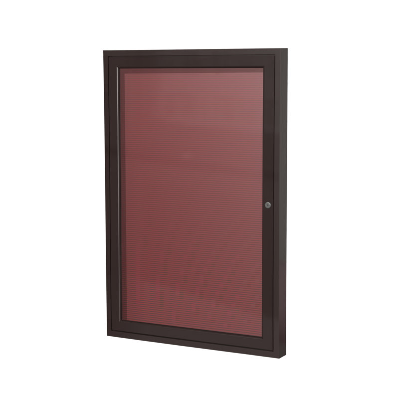Panneau d'affichage en vinyle fermé à 1 porte avec cadre en aluminium satiné Ghent, Noir, H 24 po x l 18 po x P 2,25 po