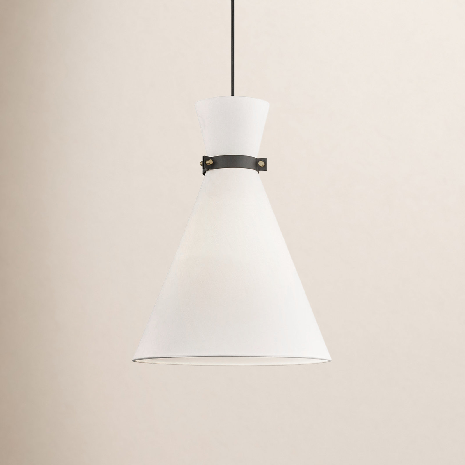 Julia Single Light Linen Pendant, Aged Brass/Black, 20.25" H x 15.25" W x 15.25" D
