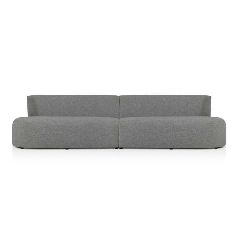 Navila 126'' Wide Outdoor Curved Patio Sectional with Cushions, Hayes Smoke, Reversible