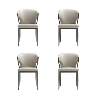 Chaise rembourrée en cuir gris clair Kirsten