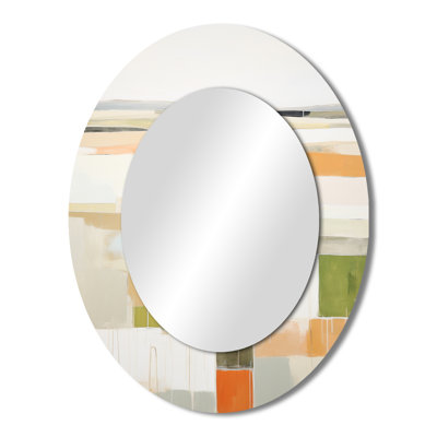 Meadow Modern Geometric Fields - Country Oval Wall Mirror