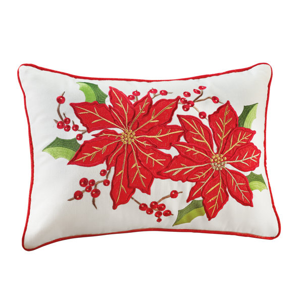 Quan Christmas Poinsettia Design Throw Pillow The Holiday Aisle