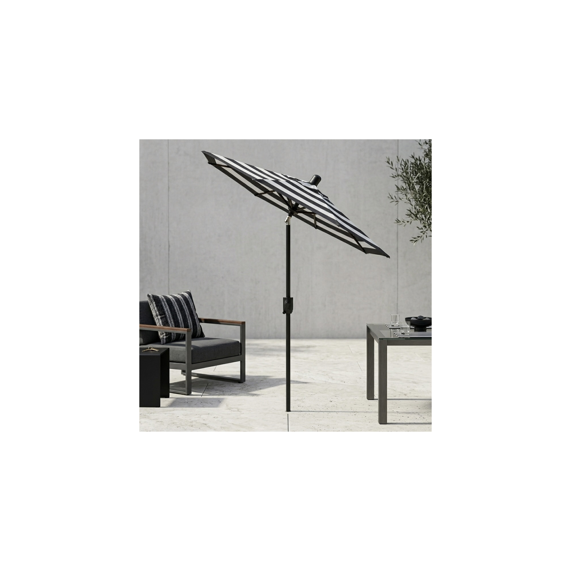 Natalie 74.5'' Outdoor Umbrella, Black Stripe, Black Sapphire