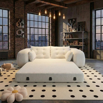 Canapé-lit de 78,7 po, canapé-lit pliant 3 en 1, canapé futon en peluche, fauteuil à billes à siège profond rembourré, lit pour chien, salon, salle de jeux, chambre à coucher