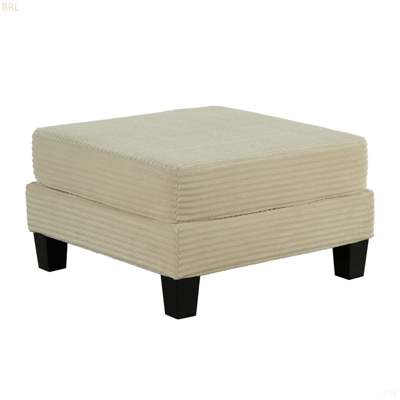 Repose-pieds carré en bois de style contemporain avec pieds en bois et salon principal, Gris foncé