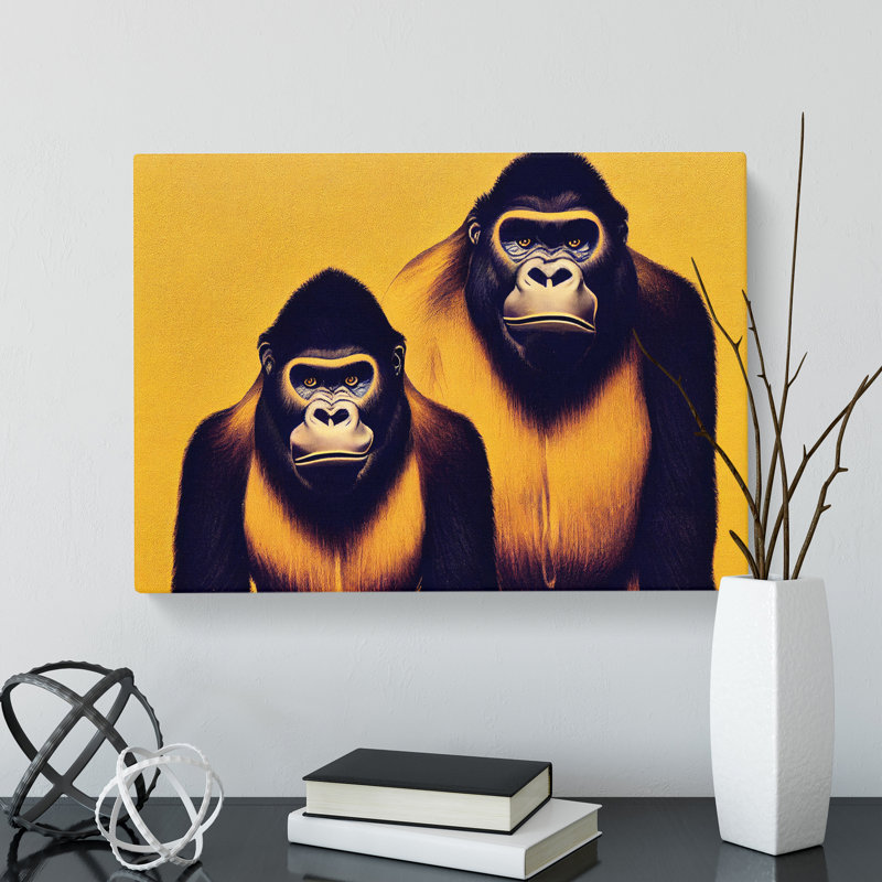 Symmetrical Gorillas - Wrapped Canvas, 40cm H x 60cm W x 3cm D