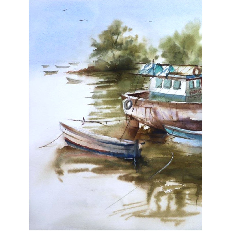 Sortie de bateaux | Aquarelle sur papier | Par Deepika Ramshetty