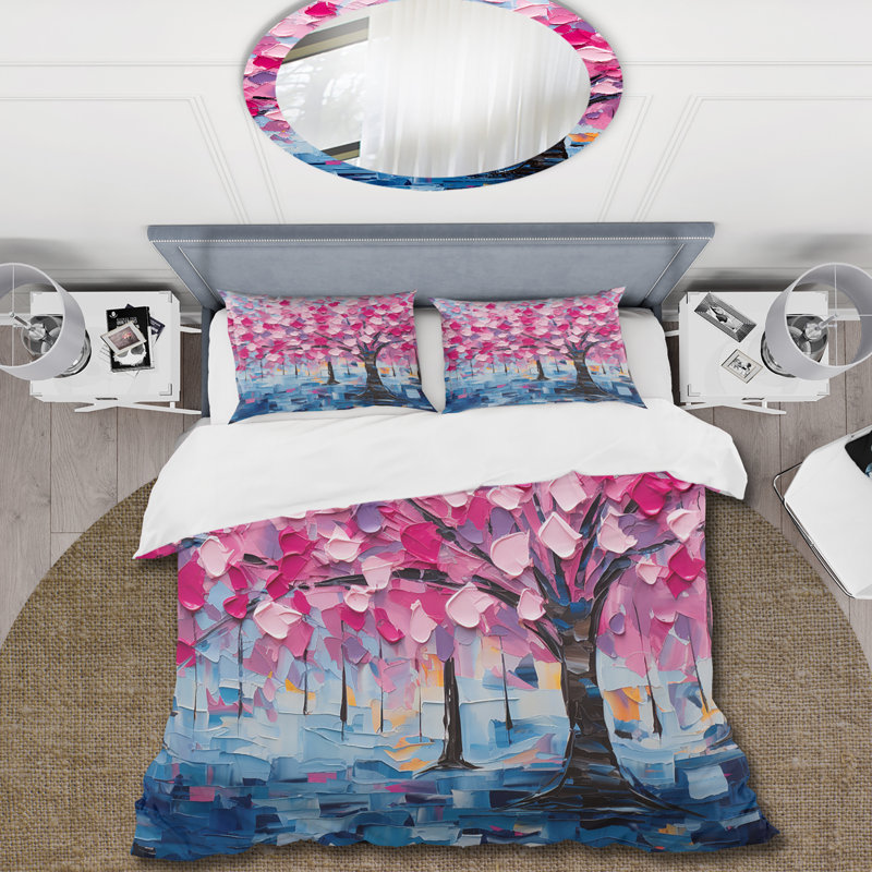 Pink And Purple Tree Essence IV - Tree Duvet Cover Set, King Duvet Cover
