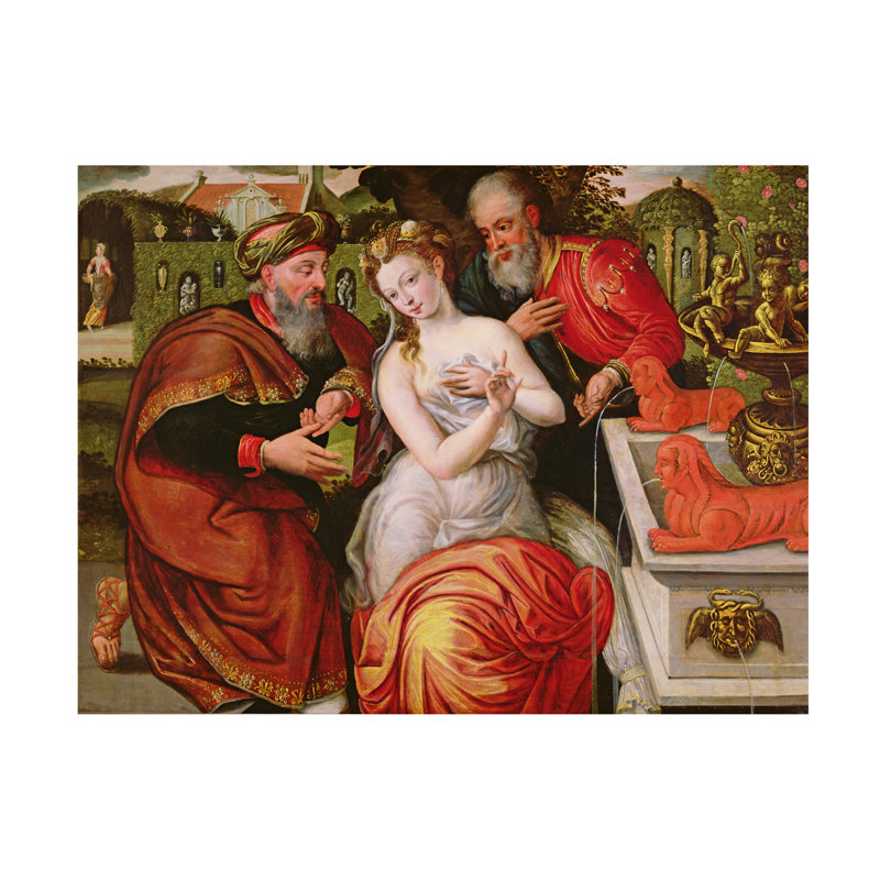 Art flamand sur toile, Susanna et les anciens, H 35 po x l 47 po