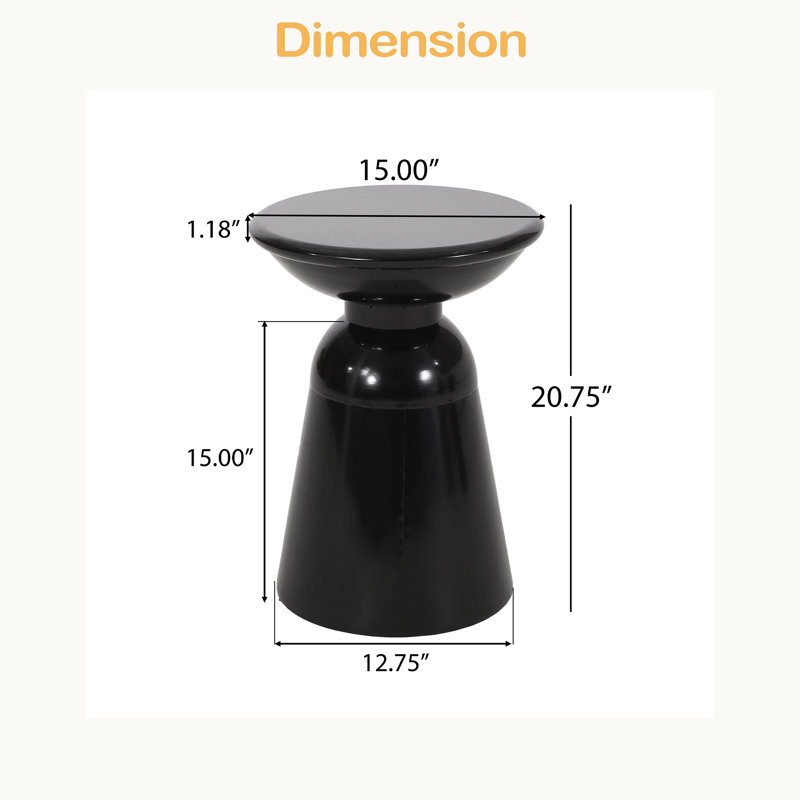 Outdoor Metal End Table-Large, Black