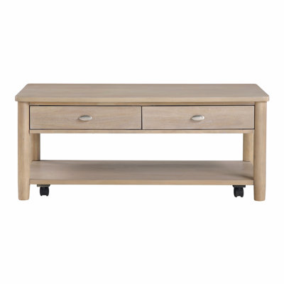 Charming Wooden Cocktail Table with Drawers and Shelf for Stylish Living Room