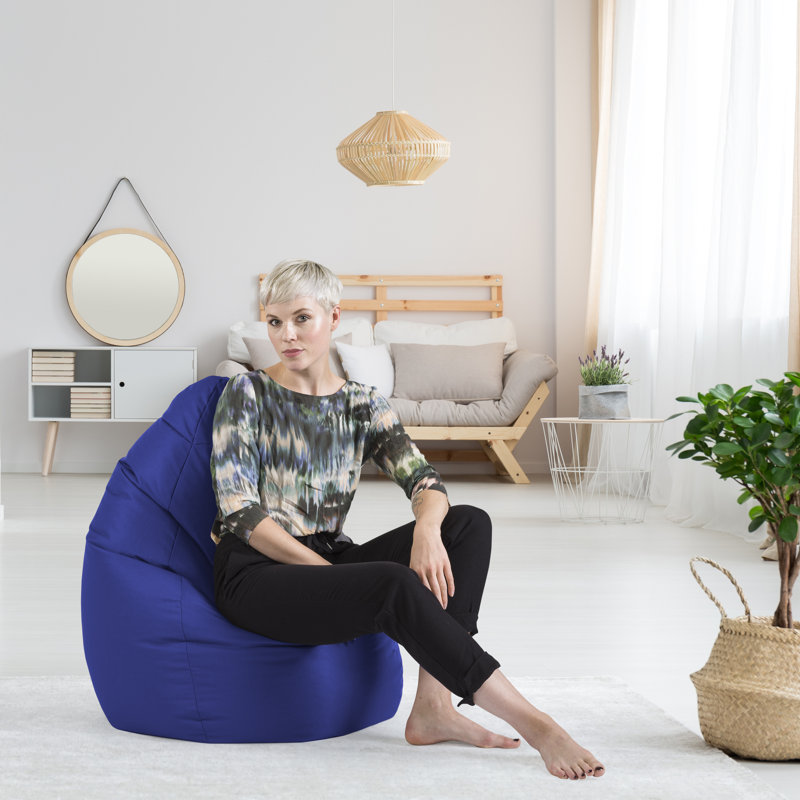 Brava Standard Bean Bag Chair & Lounger, Royal Blue 100% Polyester