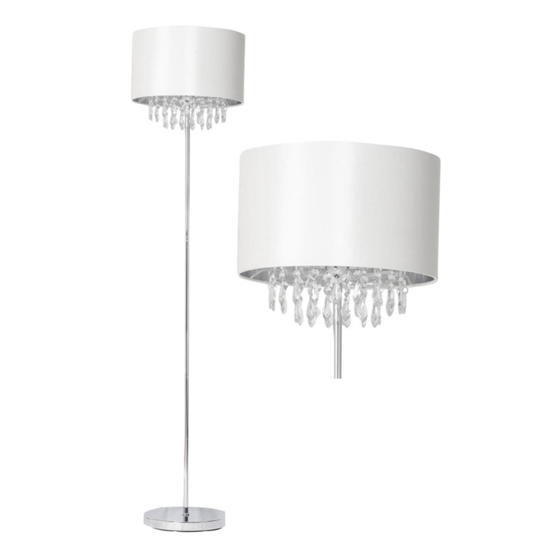 Lambdin 145cm Traditional Floor Lamp Set, Off White